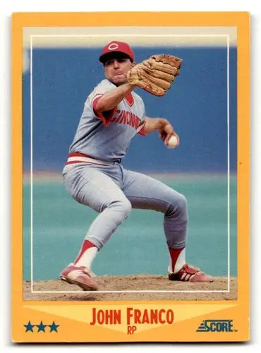 Original gloss of John Franco Cincinnati Reds baseball card from 1988 Score #535
