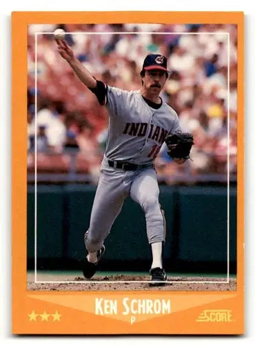 Ken Schrom Cleveland baseball card from 1988 Score #574, Schrom Cleveland Indians collectible