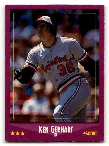 Ken Gerhart Baltimore Orioles baseball card from 1988 Score series