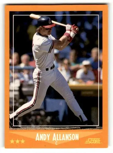 Original gloss baseball card of Andy Allanson Cleveland Indians from 1988 Score series