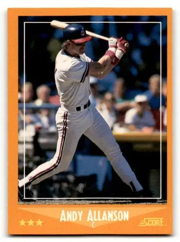 Baseball card of Andy Allanson from Cleveland Indians baseball team, 1988 Score #586
