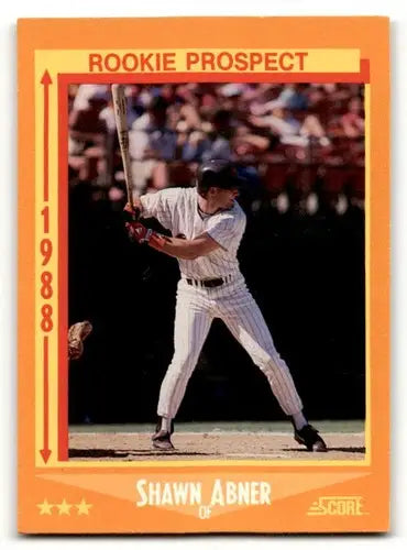 Original gloss Shawn Abner San Diego Padres baseball card in 1988 Score #626