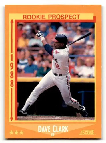 Original gloss Dave Clark Cleveland baseball card from 1988 Score #633 Clark Cleveland Indians