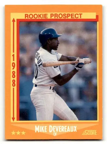 Mike Devereaux rookie baseball card featuring Los Angeles Dodgers player image