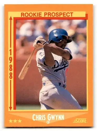 1988 Score Chris Gwynn Los Angeles Dodgers baseball card with original gloss, ID 54905