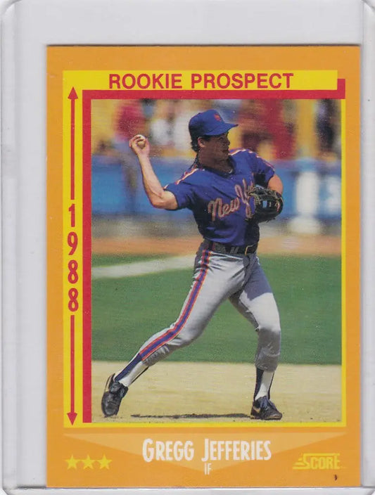 1988 Score #645 Gregg Jefferies Rookie Card New York Mets - Baseball Card Single