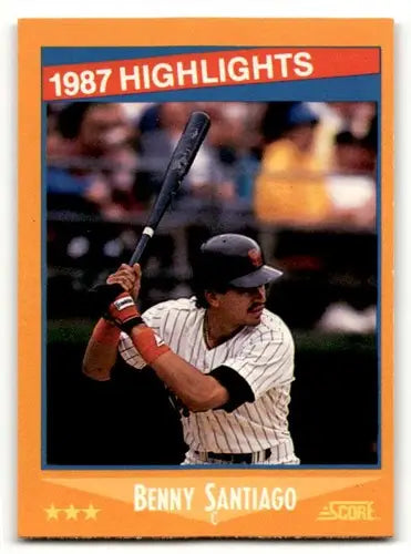 Original gloss Benny Santiago San Diego Padres baseball card from 1988 Score series