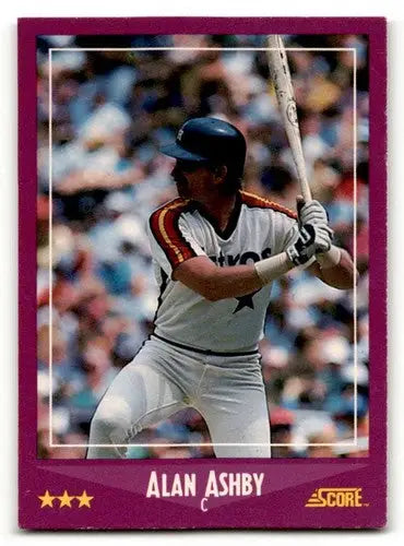 Original gloss Alan Ashby Houston baseball card featuring Ashby Houston Astros from 1988 Score