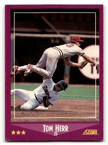 1988 Score #84 Tom Herr St. Louis Cardinals Baseball Cards EX/NM ID:54965 - Baseball Card Single