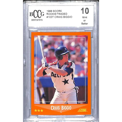 1988 Score Rookie/Traded #103T Craig Biggio BCCG 10 Mint or Better RC Rookie Houston Astros