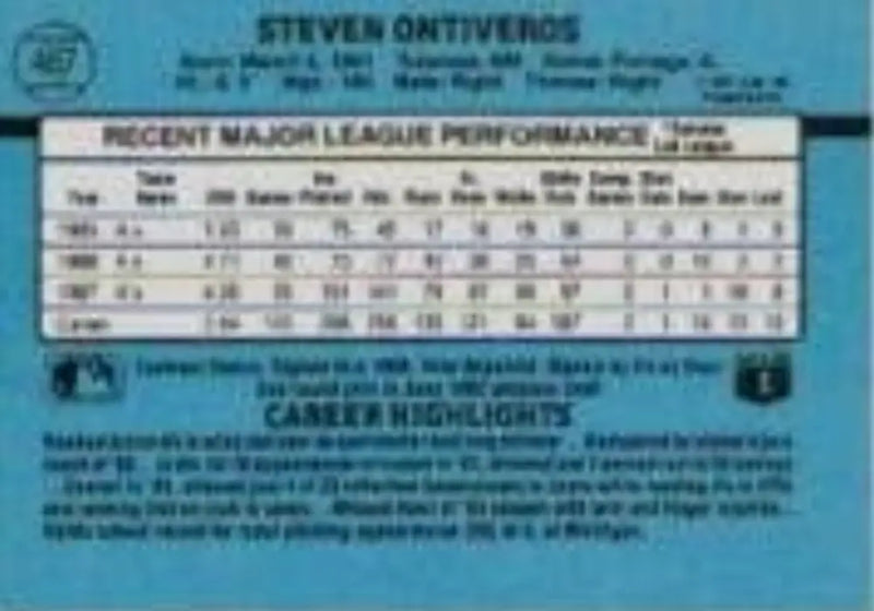1988 Steve Ontiveros Donruss Baseball Card #467