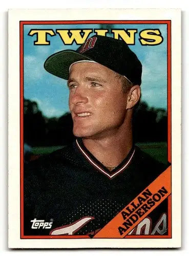 Original gloss 1988 Topps Allan Anderson Minnesota Twins baseball card featuring Allan Anderson Minnesota Twins