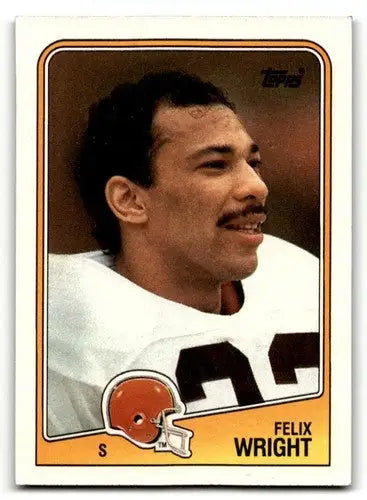 Original gloss Felix Wright Cleveland football card from 1988 Topps featuring Wright Cleveland Browns