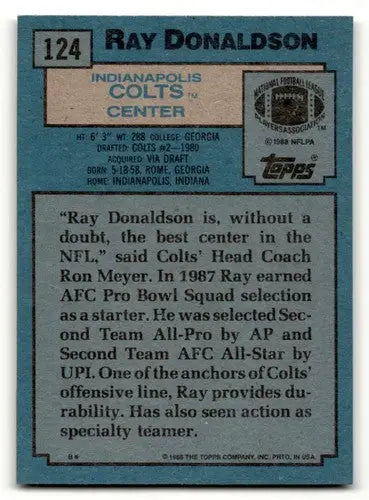 1988 Topps #124 Ray Donaldson Indianapolis Colts Football Cards EX/N ID:62473 - Football Card Single