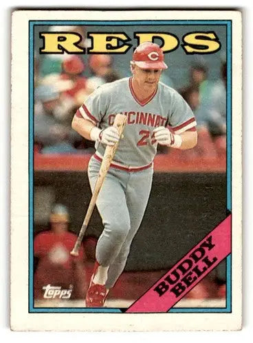 Original gloss Buddy Bell Cincinnati Reds baseball card from 1988 Topps #130