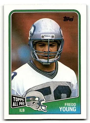 Original gloss Fredd Young Seattle Seahawks football card from 1988 Topps #143