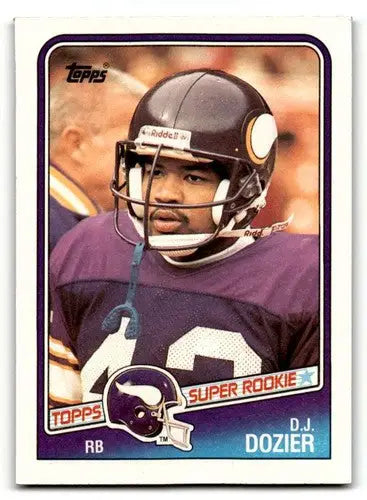 Original gloss D.J. Dozier Minnesota Vikings football card from 1988 Topps #150