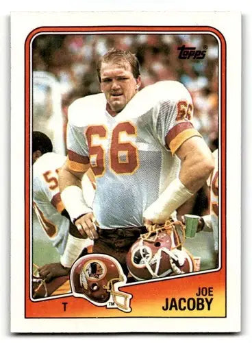 Joe Jacoby Washington football card from 1988 Topps #16 featuring Jacoby Washington Redskins