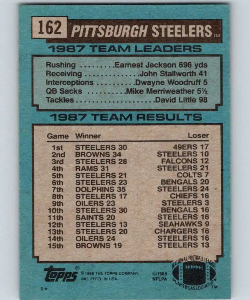 1988 Topps #162 Louis Lipps EX Excellent Pittsburgh Steelers Football Card - Football Card Single