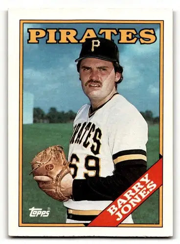 1988 Topps Barry Jones Pittsburgh Pirates baseball card with original gloss featuring Jones Pittsburgh Pirates