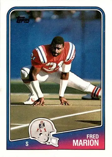 Original gloss Fred Marion football card from 1988 Topps #188 displayed by Simply Sandoval