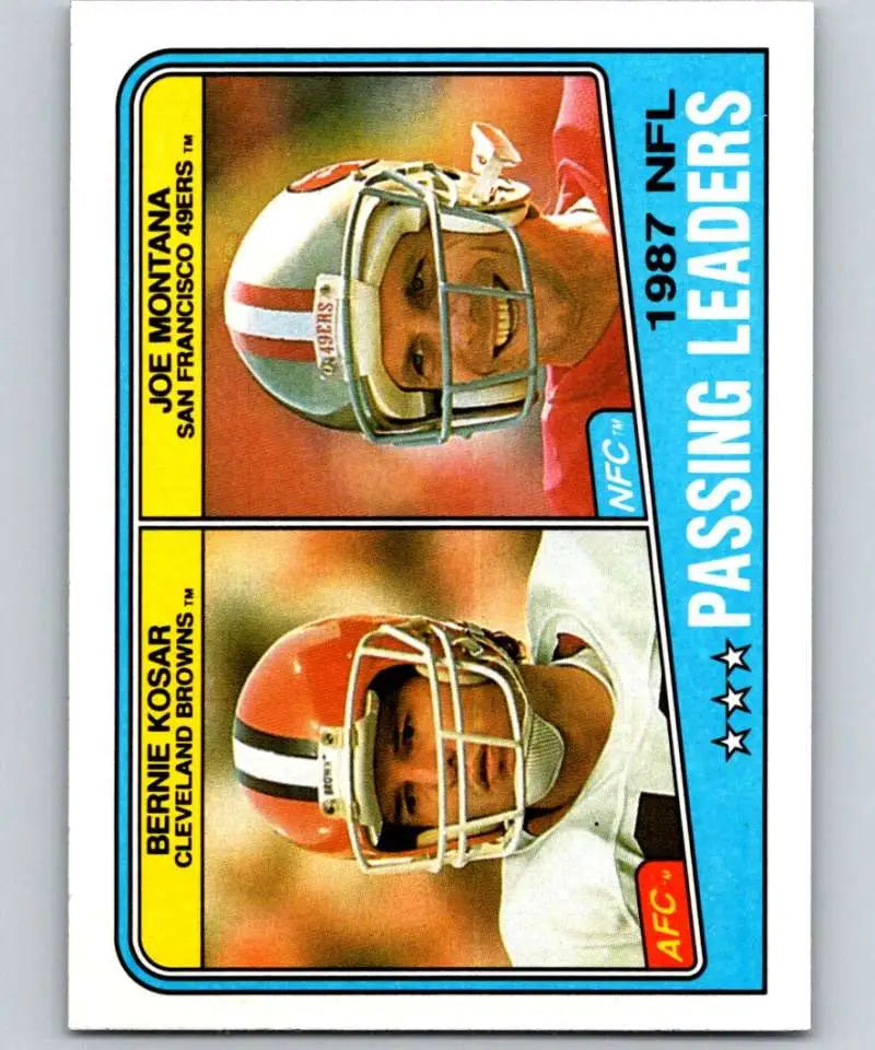 1988 Topps #215 Bernie Kosar/Joe Montana EX Excellent Cleveland Browns/San Francisco 49ers Football Card - Football