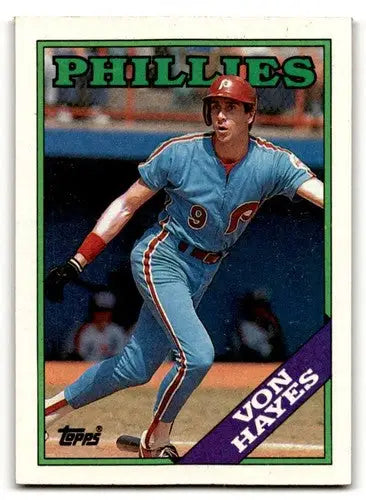 1988 Topps Von Hayes Phillies baseball card with original gloss in NM condition