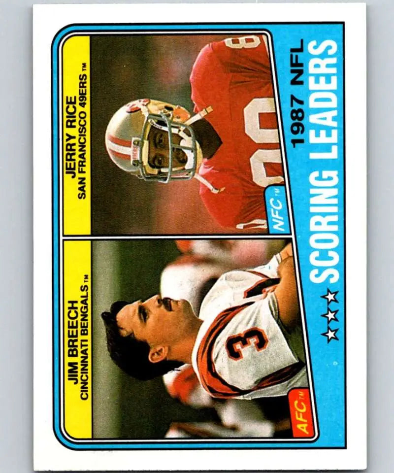 1988 Topps #218 Jim Breech/Jerry Rice EX Excellent Cincinnati Bengals/San Francisco 49ers Football Card - Football Card
