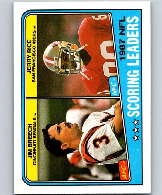 1988 Topps #218 Jim Breech/Jerry Rice EX Excellent Cincinnati Bengals/San Francisco 49ers Football Card - Football Card