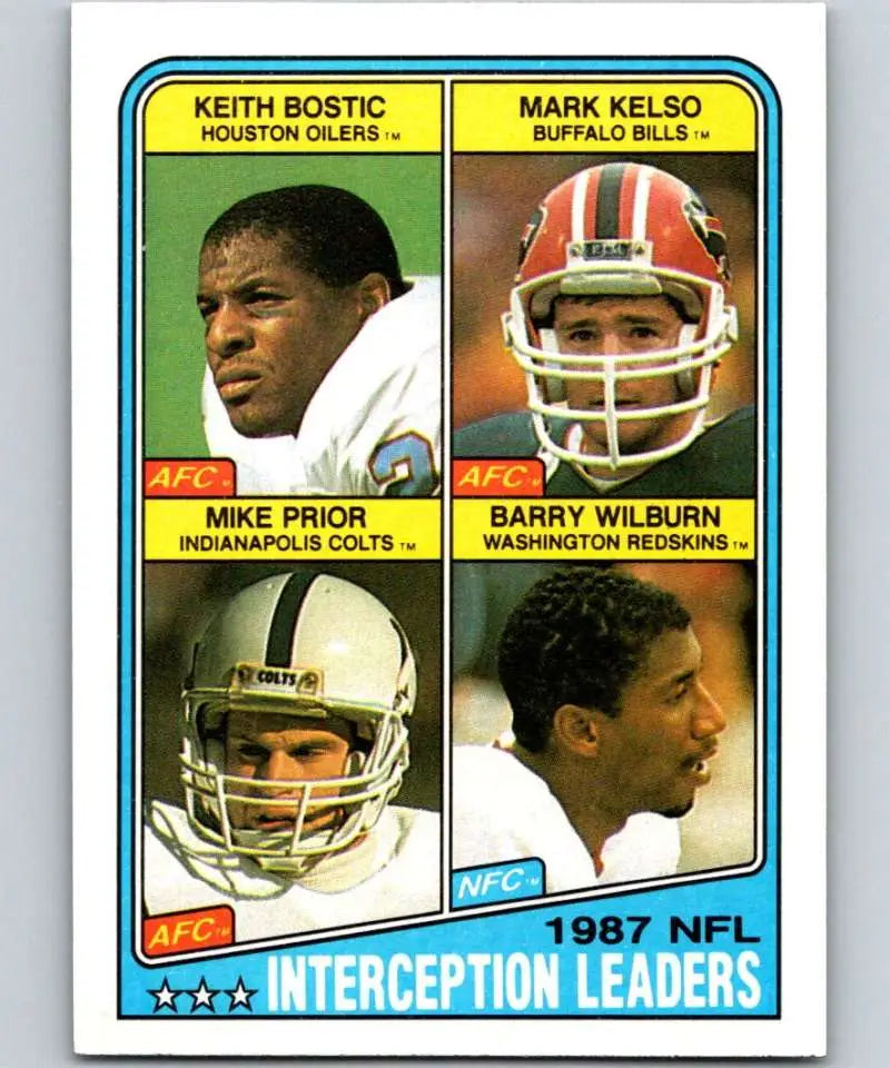1988 Topps #219 Keith Bostic/Mark Kelso/Mike Prior/Barry Wilburn EX Excellent Houston Oilers/Buffalo Bills/Indianapolis