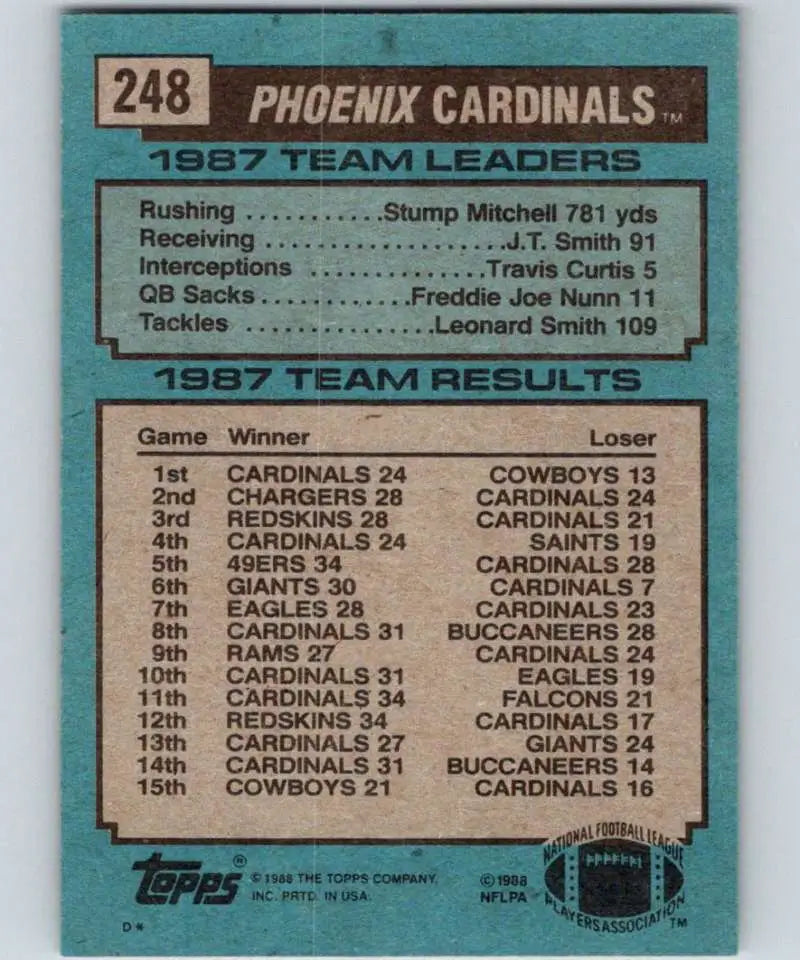 1988 Topps #248 Stump Mitchell EX Excellent Phoenix Cardinals Football Card - Football Card Single