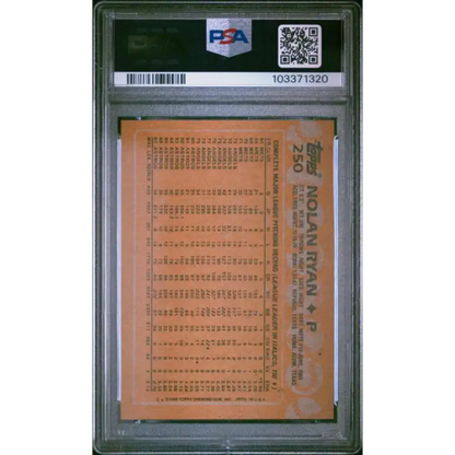 1988 Topps #250 Nolan Ryan PSA 8 NM-MT Houston Astros Baseball Card