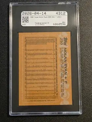 1988 Topps #250 Nolan Ryan SGC 7 - Baseball Card Single