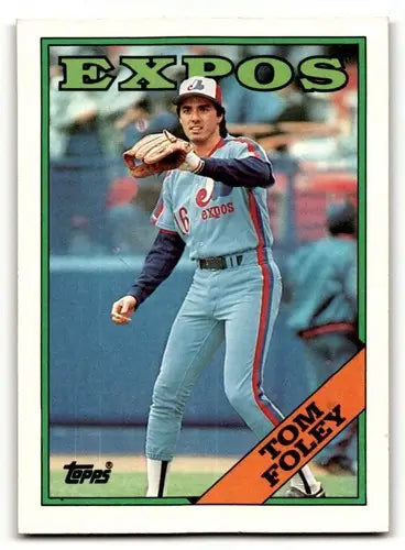 Original gloss Tom Foley Montreal Expos baseball card from 1988 Topps NM Near Mint