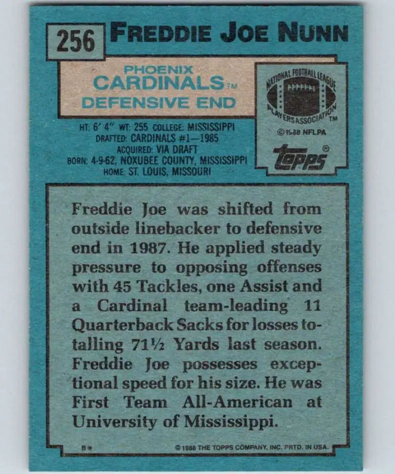 1988 Topps #256 Freddie Joe Nunn EX Excellent Phoenix Cardinals Football Card - Football Card Single