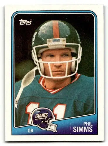 Original gloss Phil Simms New York Giants football card from 1988 Topps series