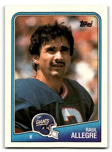 Original gloss Raul Allegre Giants football card from 1988 Topps #278 in EX/NM condition