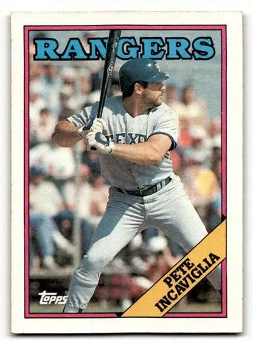 Original gloss 1988 Topps Pete Incaviglia Texas Rangers baseball card NM image