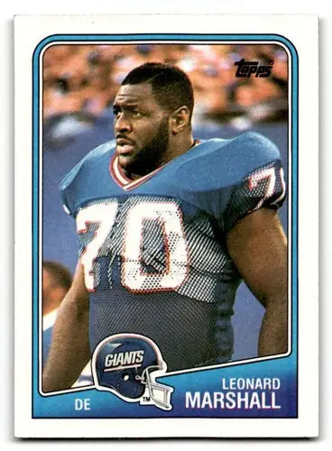 Leonard Marshall Giants football card with original gloss from 1988 Topps series