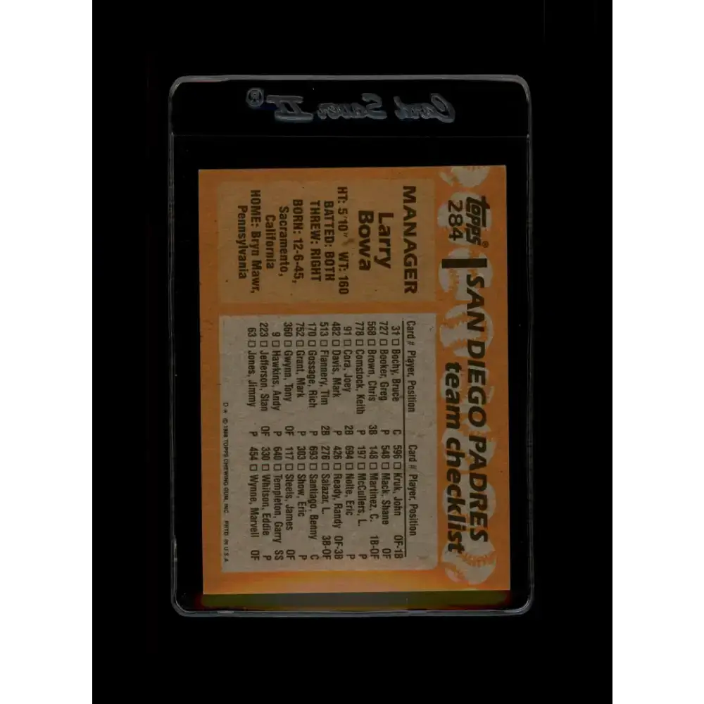 1988 Topps #284 Larry Bowa NM-MT San Diego Padres Baseball Card - Baseball Card Single