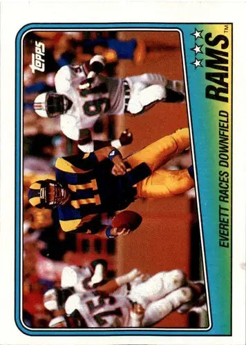 Original gloss football trading card of Rams team leaders Jim Everett from 1988 Topps