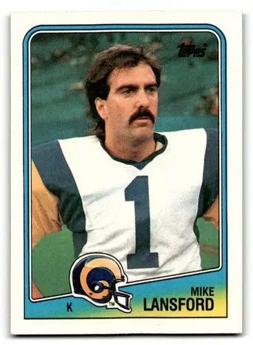Original gloss Mike Lansford Los Angeles Rams football card from 1988 Topps series