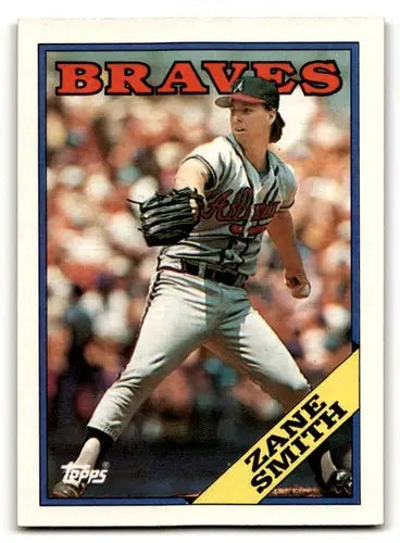 Original gloss Zane Smith Atlanta Braves baseball card from 1988 Topps #297