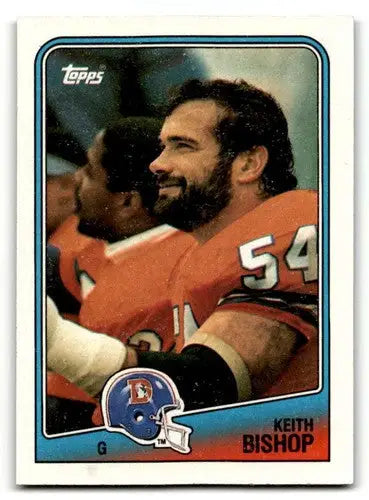 Original gloss Keith Bishop Denver Broncos football card from 1988 Topps #30