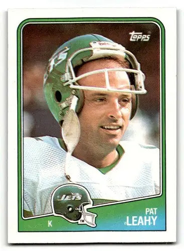 Pat Leahy Jets football card with original gloss from 1988 Topps series