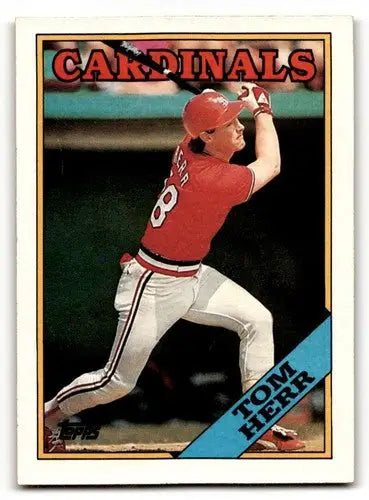 1988 Topps Tom Herr Cardinals baseball card with original gloss and vivid details