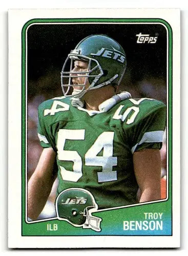 Original gloss Troy Benson Jets football card from 1988 Topps #311 with EX/NM condition