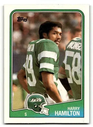 Vintage 1988 Topps Harry Hamilton Jets football card with original gloss, Jets football cards