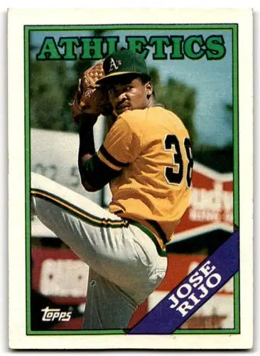 1988 Topps Jose Rijo baseball card with original gloss featuring Jose Rijo athletics