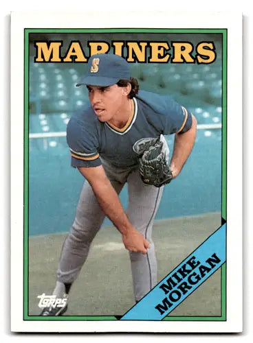 Vintage Mariners pitcher baseball card featuring Mike Morgan with original gloss from 1988 Topps